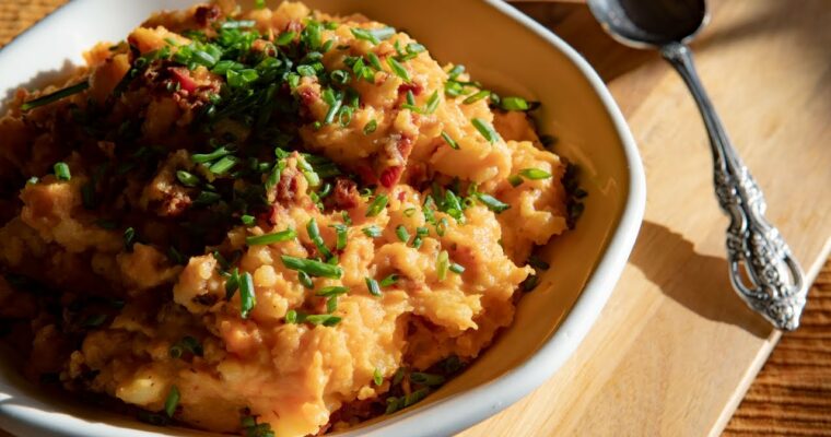 tomates secados al sol con puré de patatas