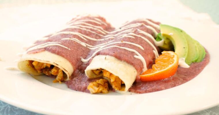 Enchilada vegana de dos frijoles