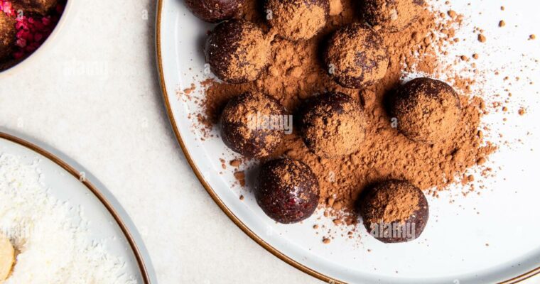 Trufas veganas de limón y arándanos